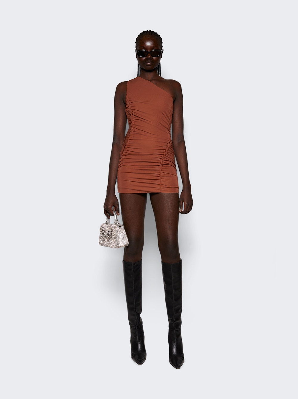 Women | Zeynep Arcay | One Shoulder Mini Dress | Rust