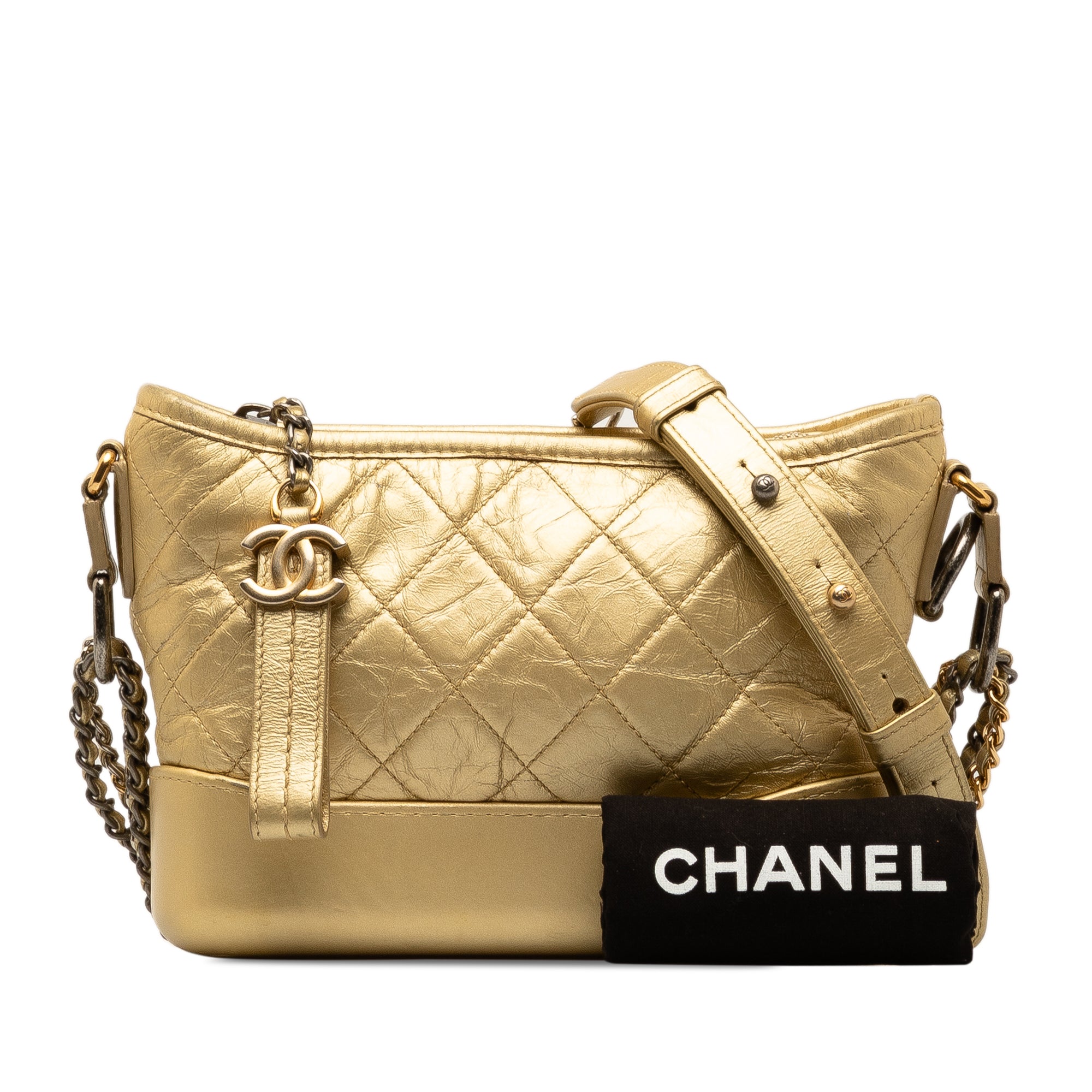 Chanel | Pre-Owned Small Metallic Lambskin Gabrielle Crossbody | Gold