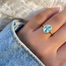 Yellow Gold And Blue Topaz Ring | Yellow Gold