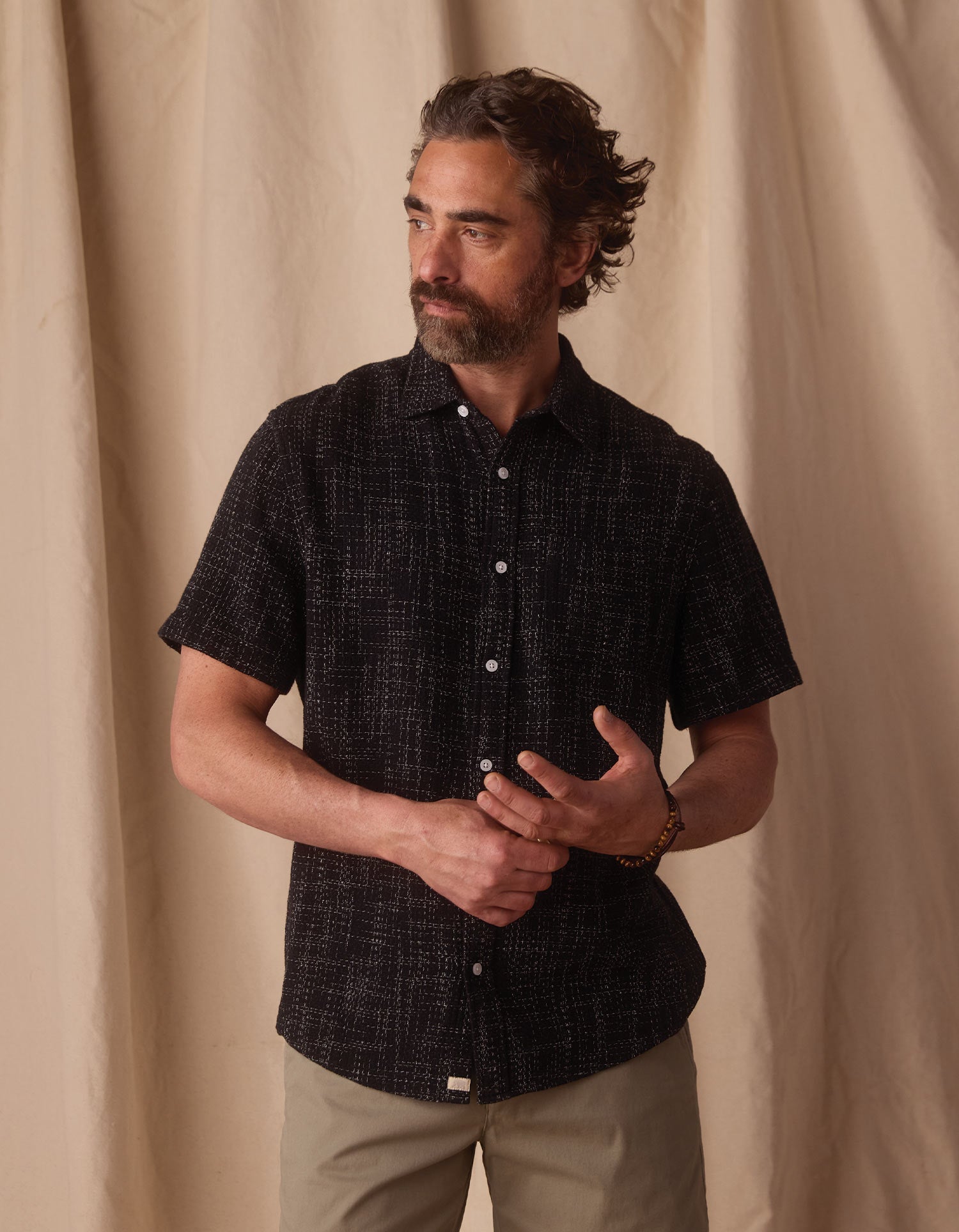 Men | Freshwater Short Sleeve Button Up Shirt | Ocean Black