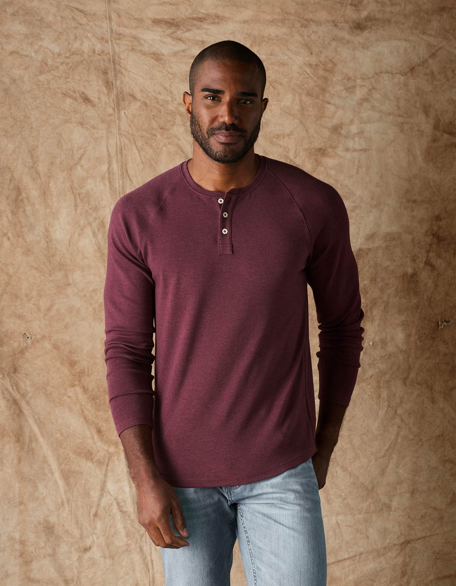 Men | Puremeso Everyday Henley | Wine