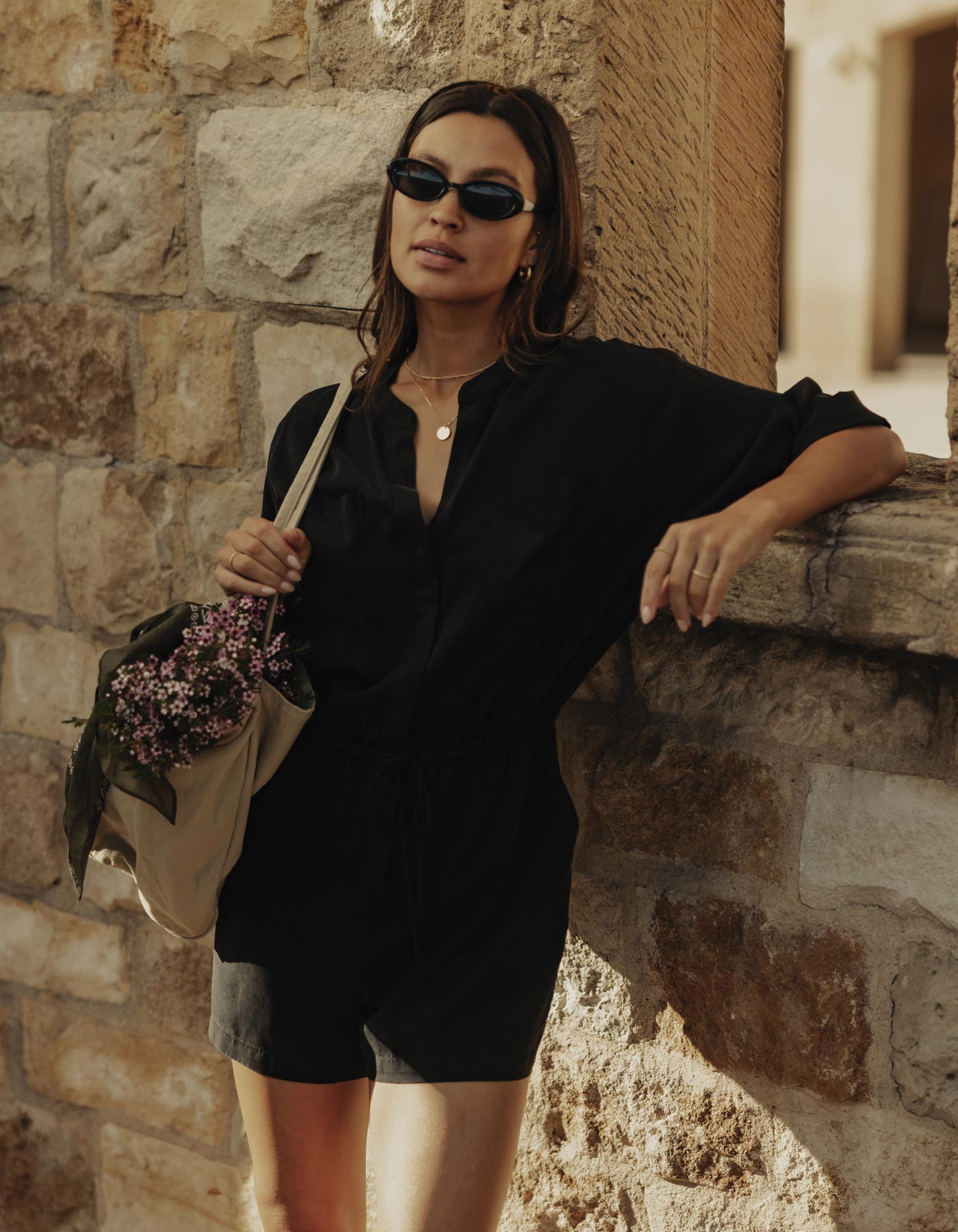 Women | Sueded Costa Romper | Black