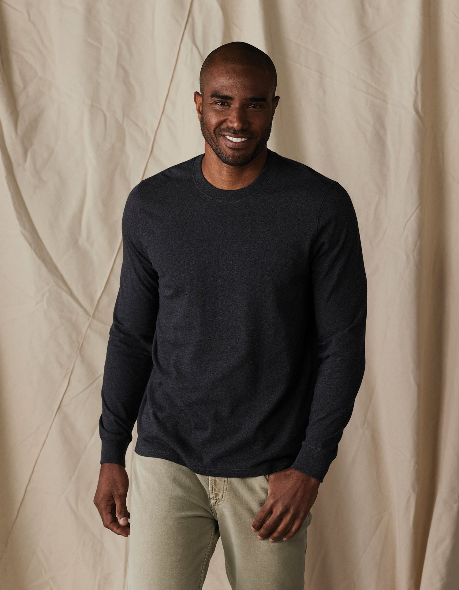 Men | Lennox Jersey Long Sleeve Tee | Heather Charcoal
