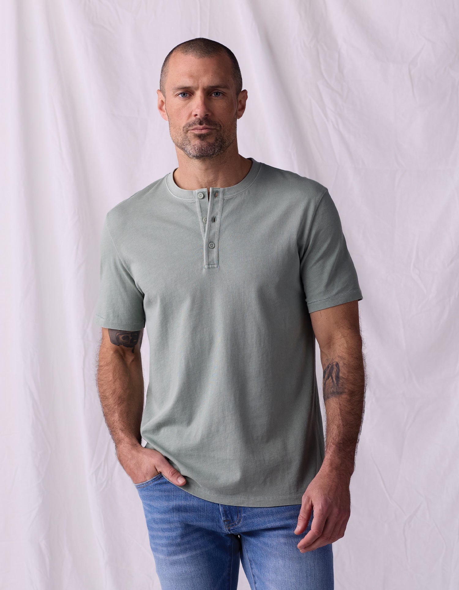 Men | Normal Jersey Henley | Juniper