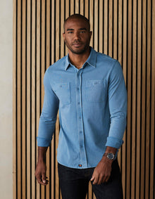 Men | Lennox Jersey Button Up | Slate Blue