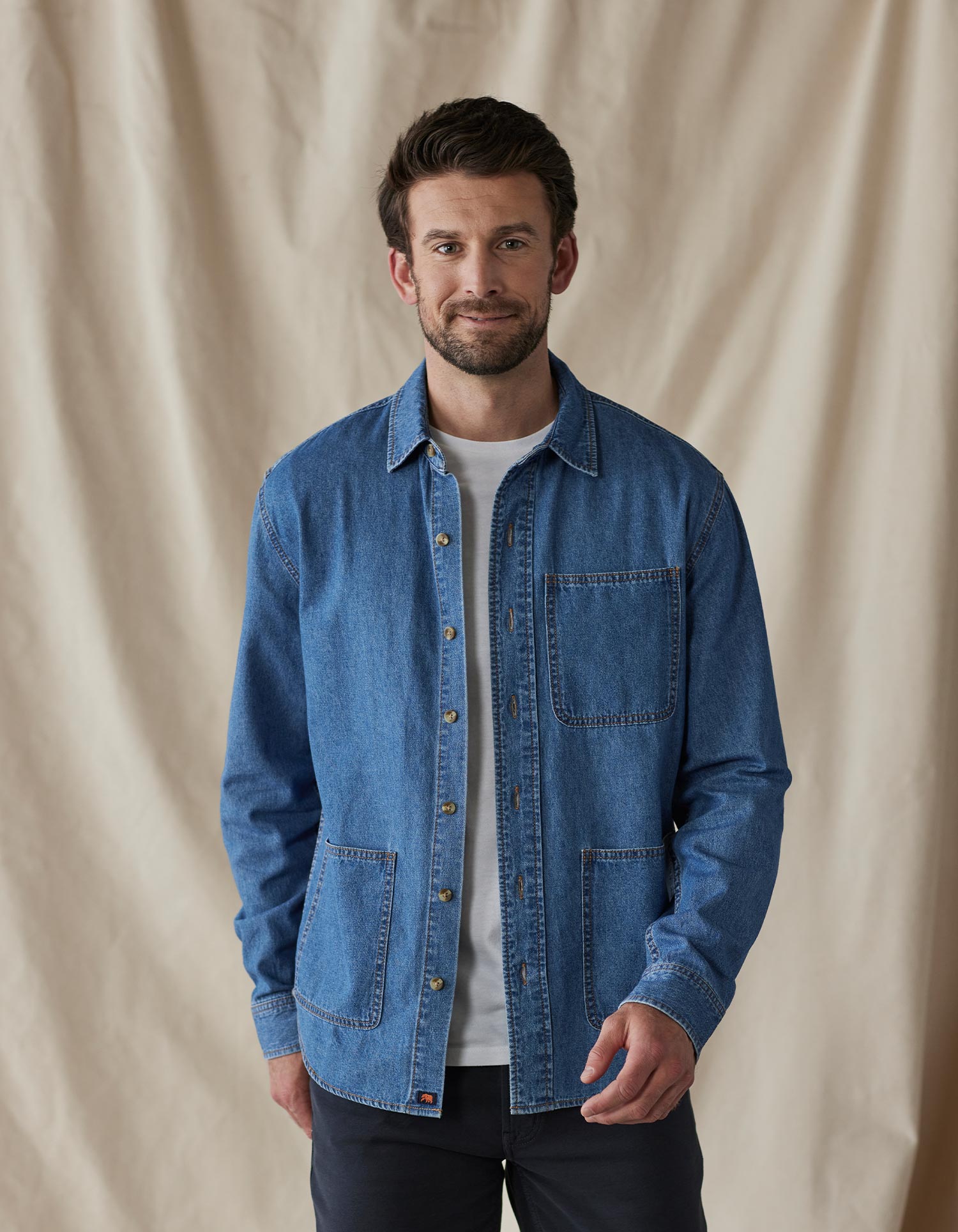Men | Lightweight Denim Overshirt | Medium Wash
