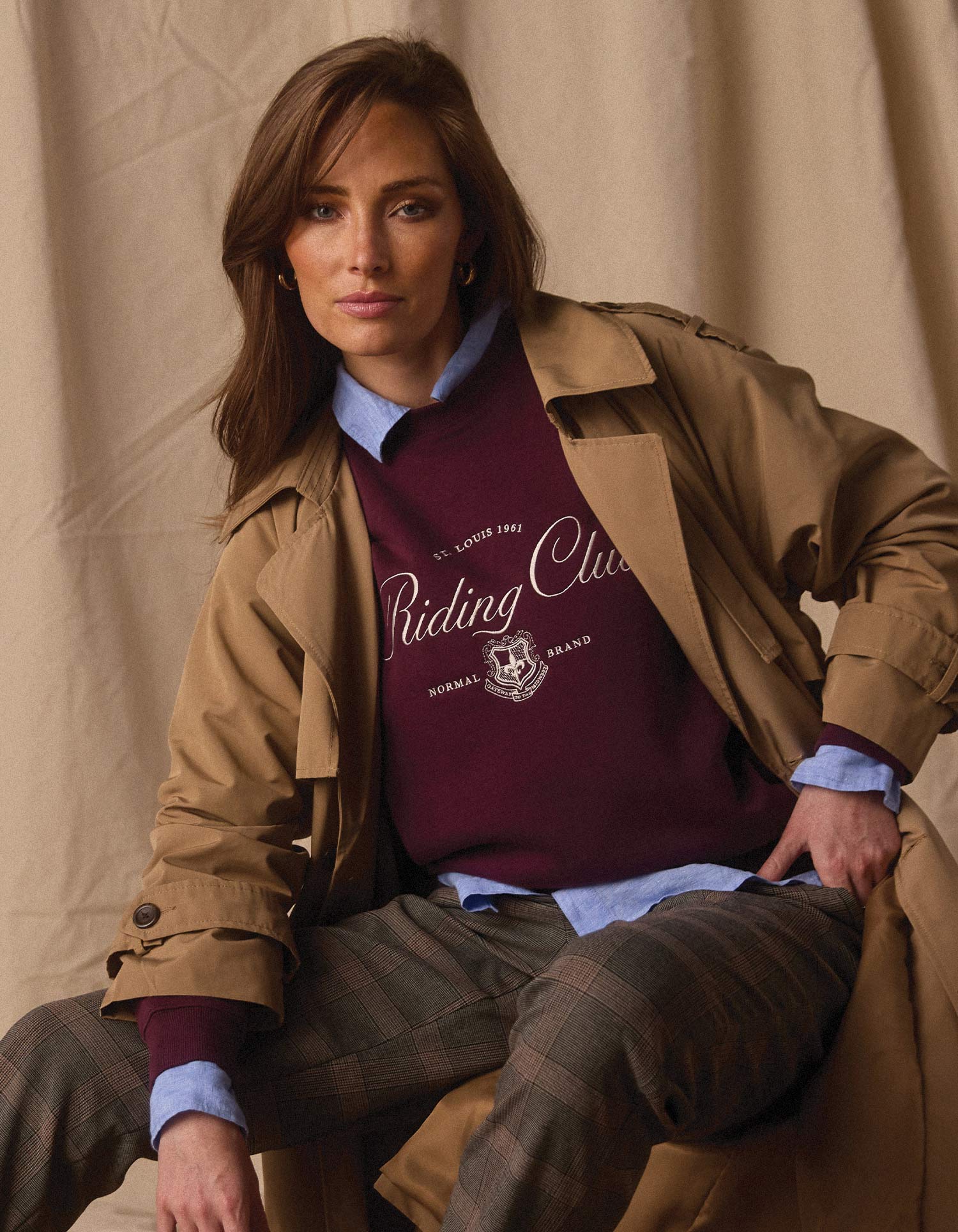 Women | Normal Fleece Graphic Crewneck | Port Wine