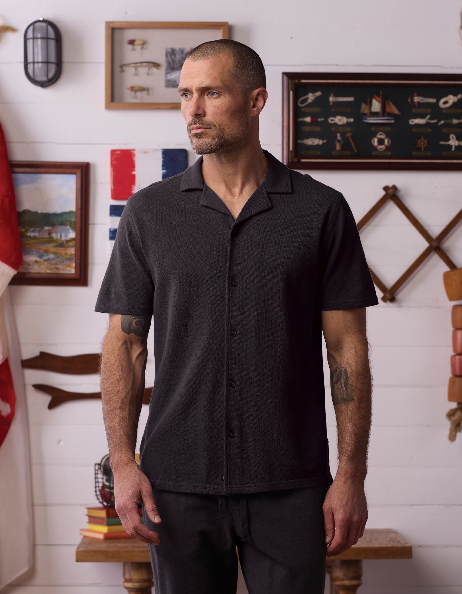 Men | Cotton Pique Camp Shirt | Phantom