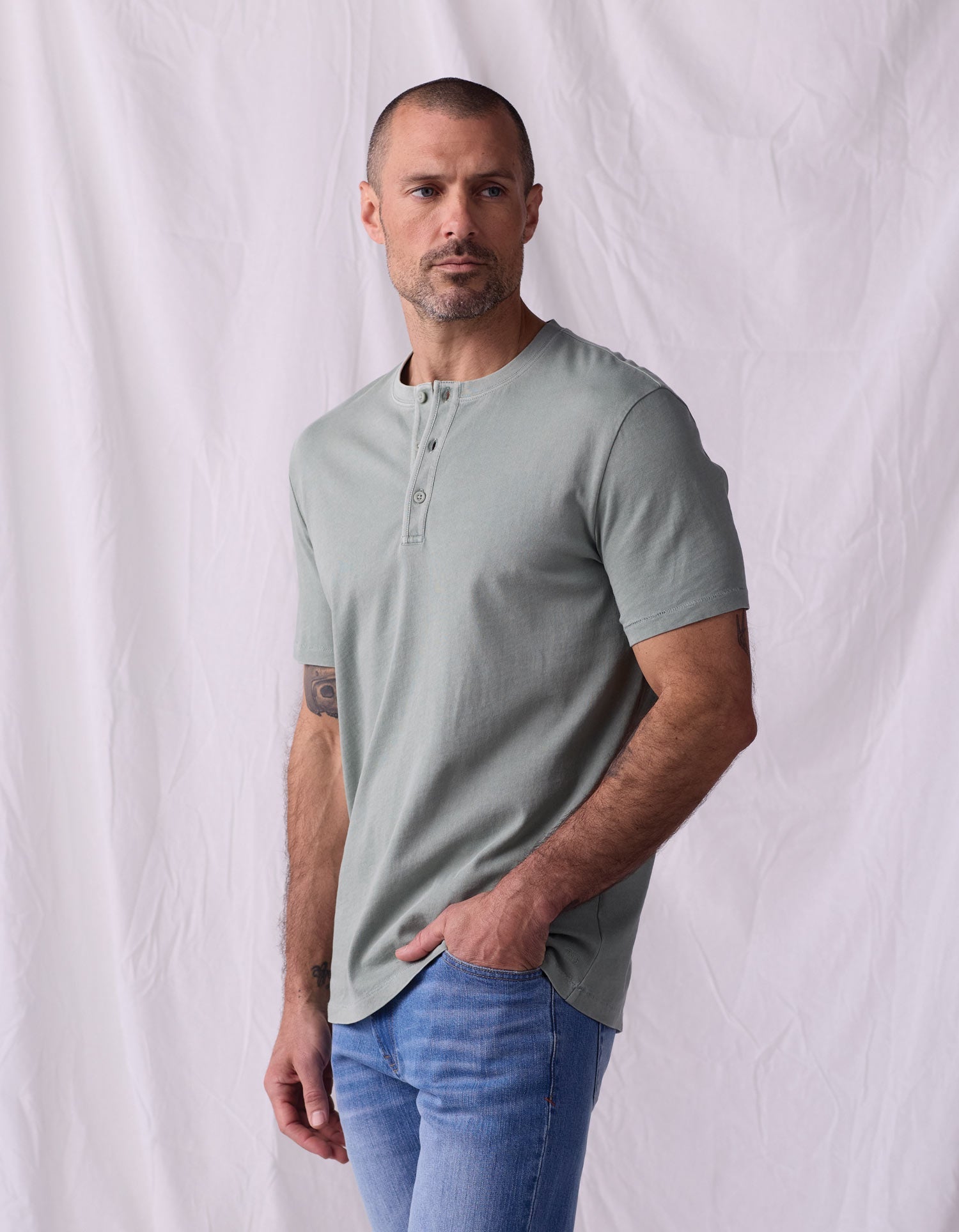 Men | Normal Jersey Henley | Juniper