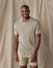 Men | Waffle Stitch Polo | Flax