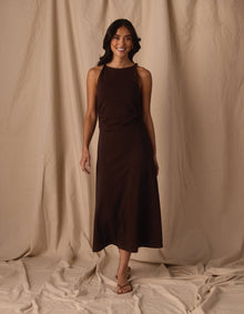 Women | Normal Jersey Draped Midi Dress | Umber