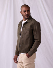 Men | James Canvas Trucker | Dark Moss