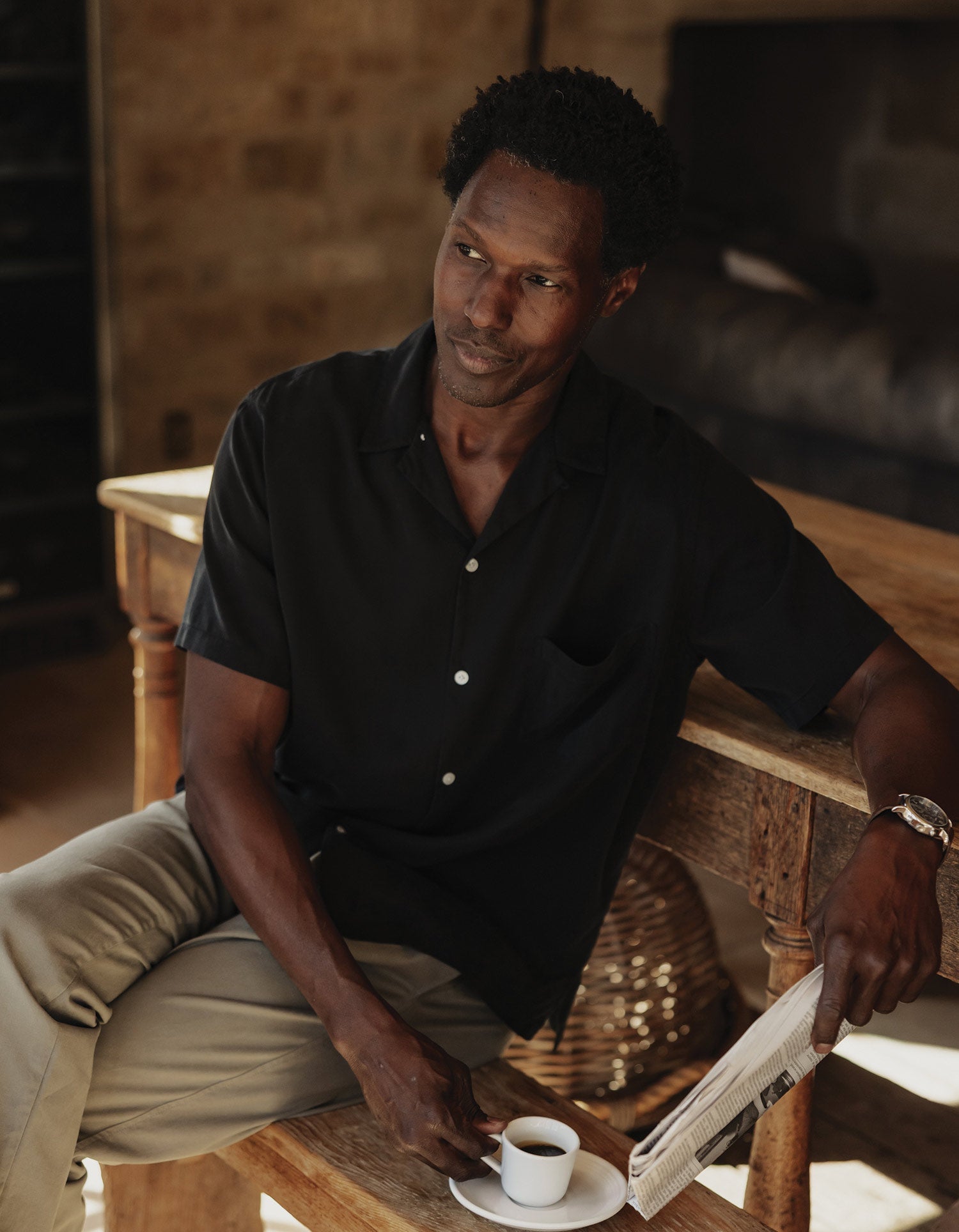 Men | Sueded Costa Resort Shirt | Black
