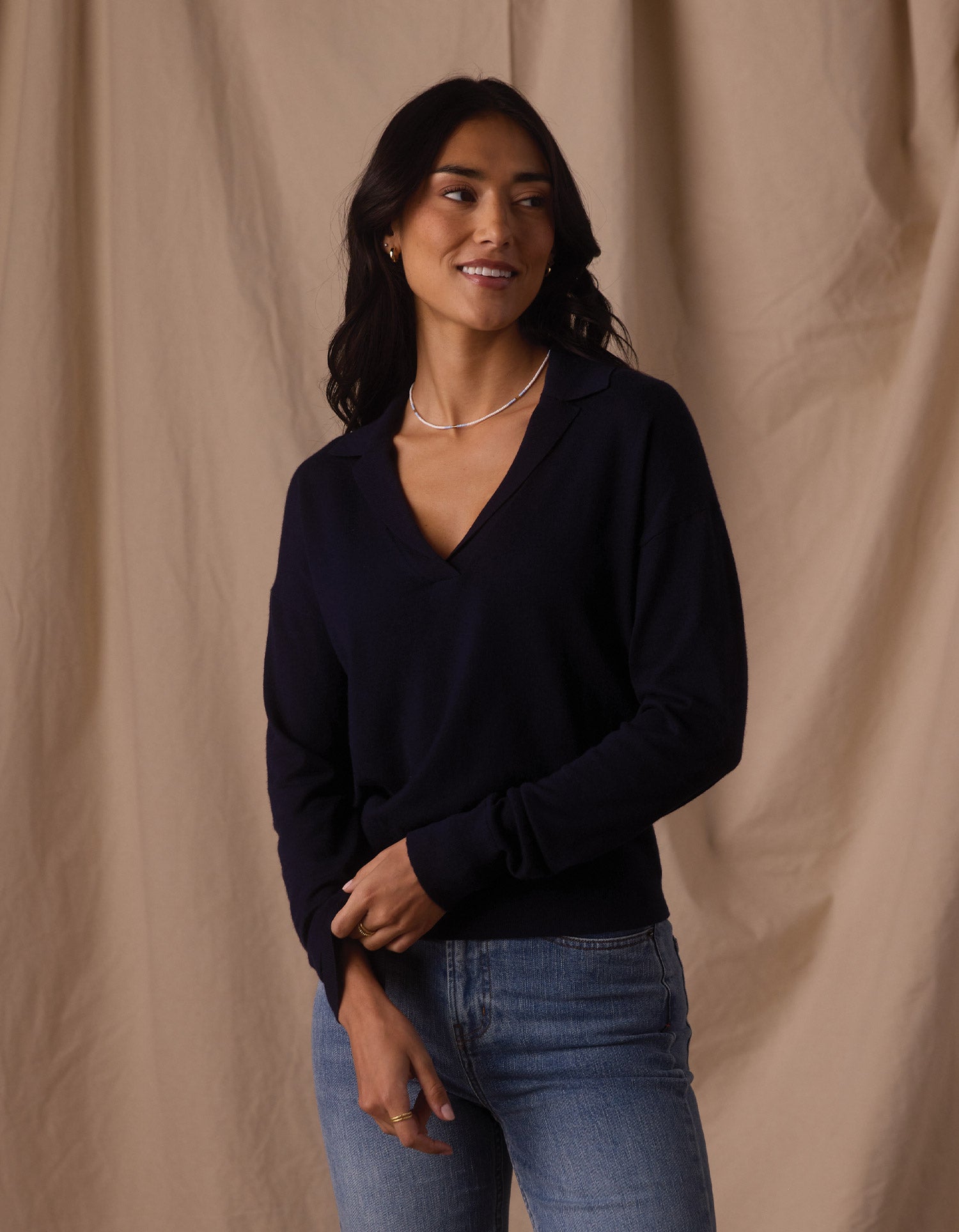 Women | Ravello Long Sleeve Polo | Navy