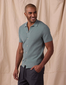 Men | Waffle Stitch Button Up | Juniper