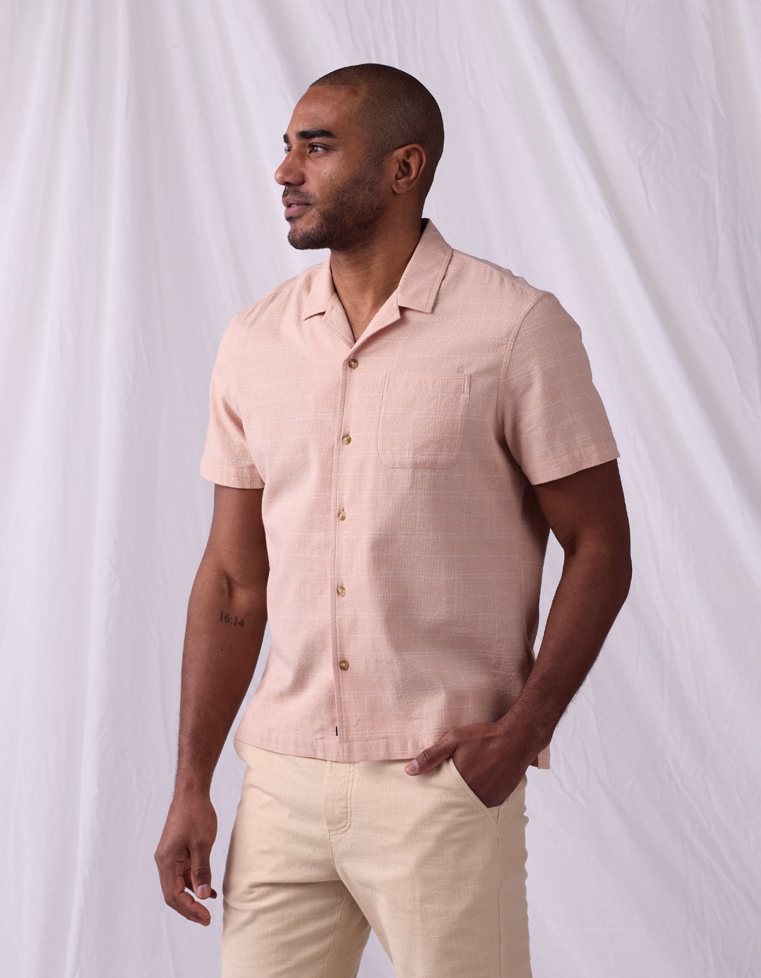 Men | Freshwater Camp Shirt | Dusty Rose Dobby