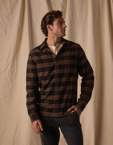 Men | Hudson Double Brushed Flannel | Dark Brown Plaid