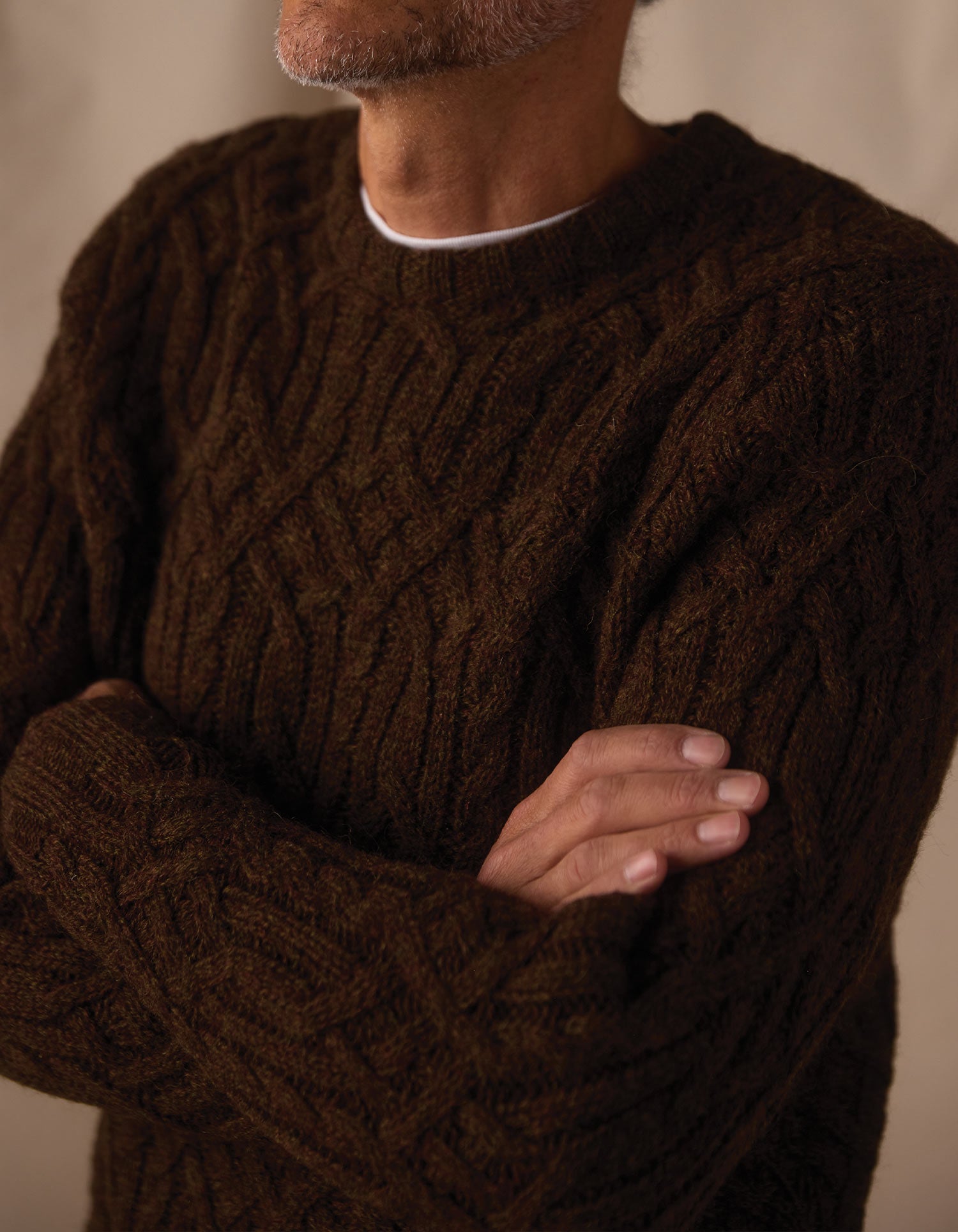 Men | Trellis Cable Pullover | Dark Brown