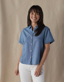 Women | Chambray Rosie Button Up Shirt | Medium Wash