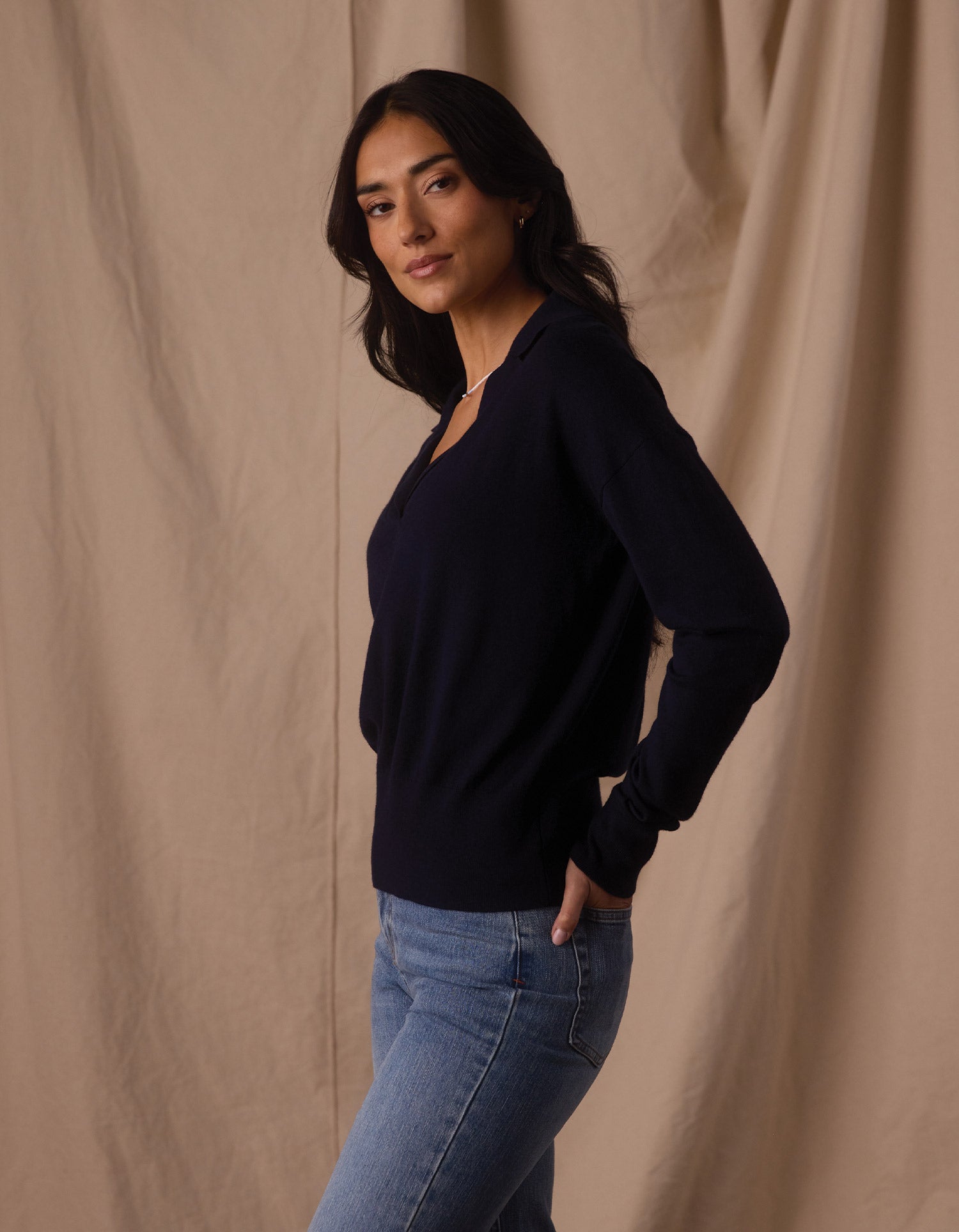 Women | Ravello Long Sleeve Polo | Navy