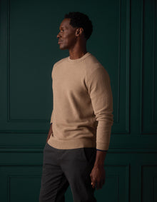 Men | COOLMAX® Textured Crewneck Sweater | Dark Taupe