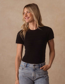 Women | Marie Novelty Stitch Tee | Black