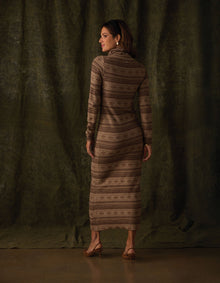 Women | Reverse Fair Isle Maxi Dress | Toasted Chestnut