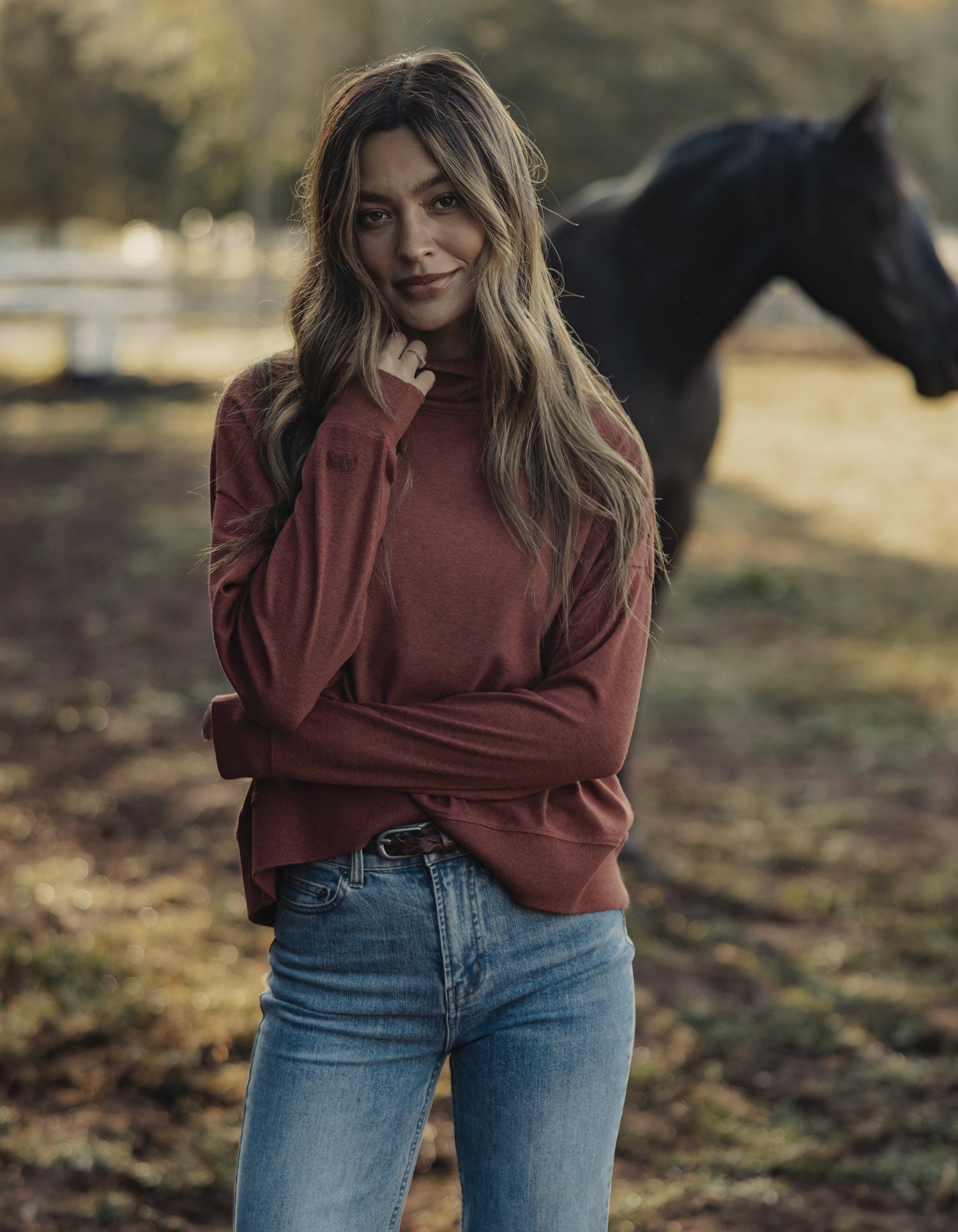 Women | Puremeso Funnel Neck Pullover | Terracotta