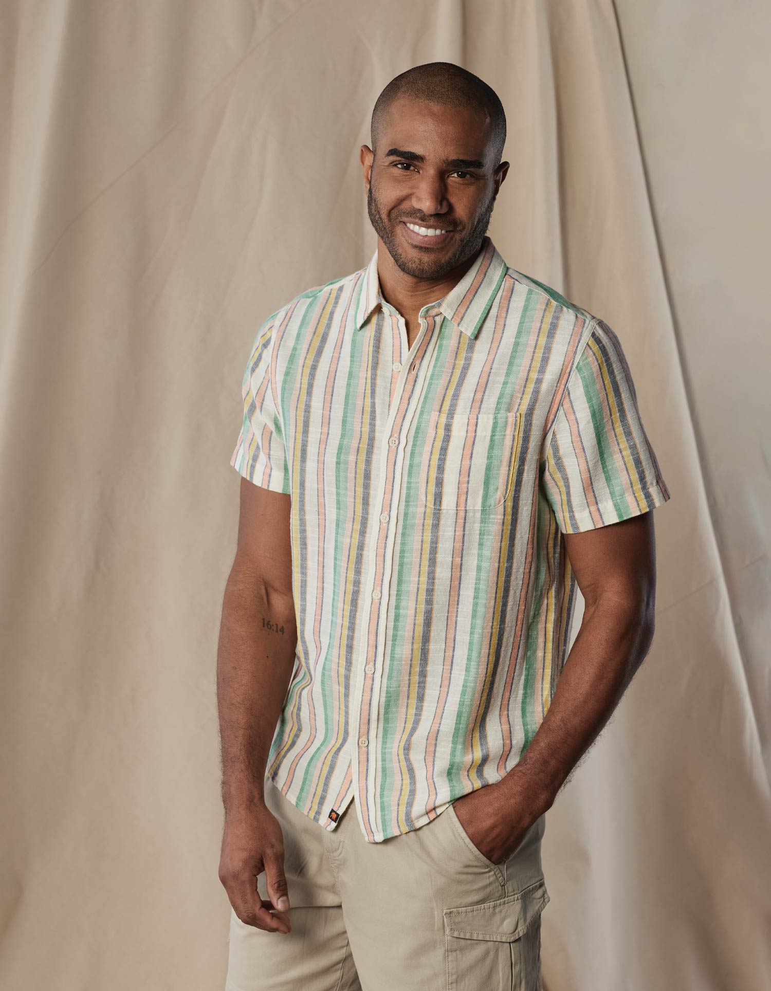 Men | Freshwater Short Sleeve Button Up Shirt | Sherbet Stripe