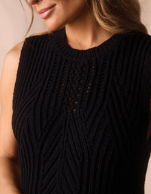 Women | Adelaide Knit Hi-Neck Tank | Black