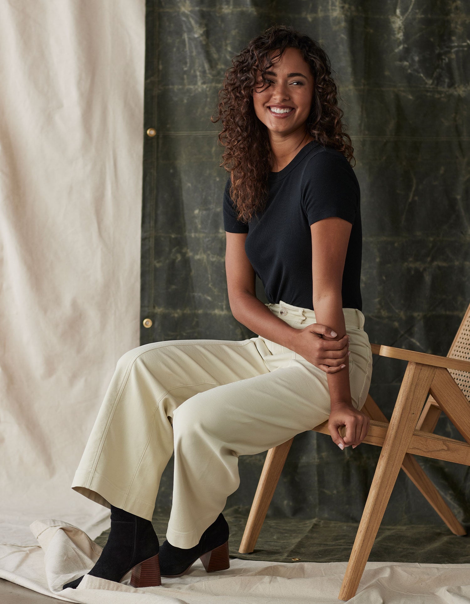 Women | Comfort Terry Wide Leg Crop Pant | Cream