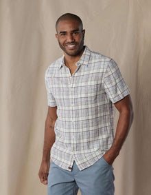 Men | Freshwater Short Sleeve Button Up Shirt | Clear Sky Plaid