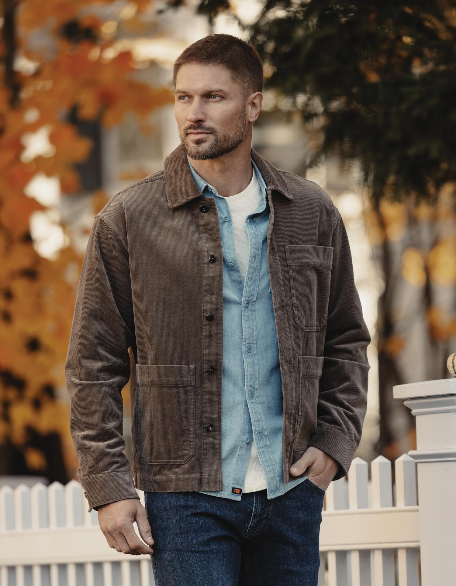 Men | Comfort Cord Chore Coat | Taupe