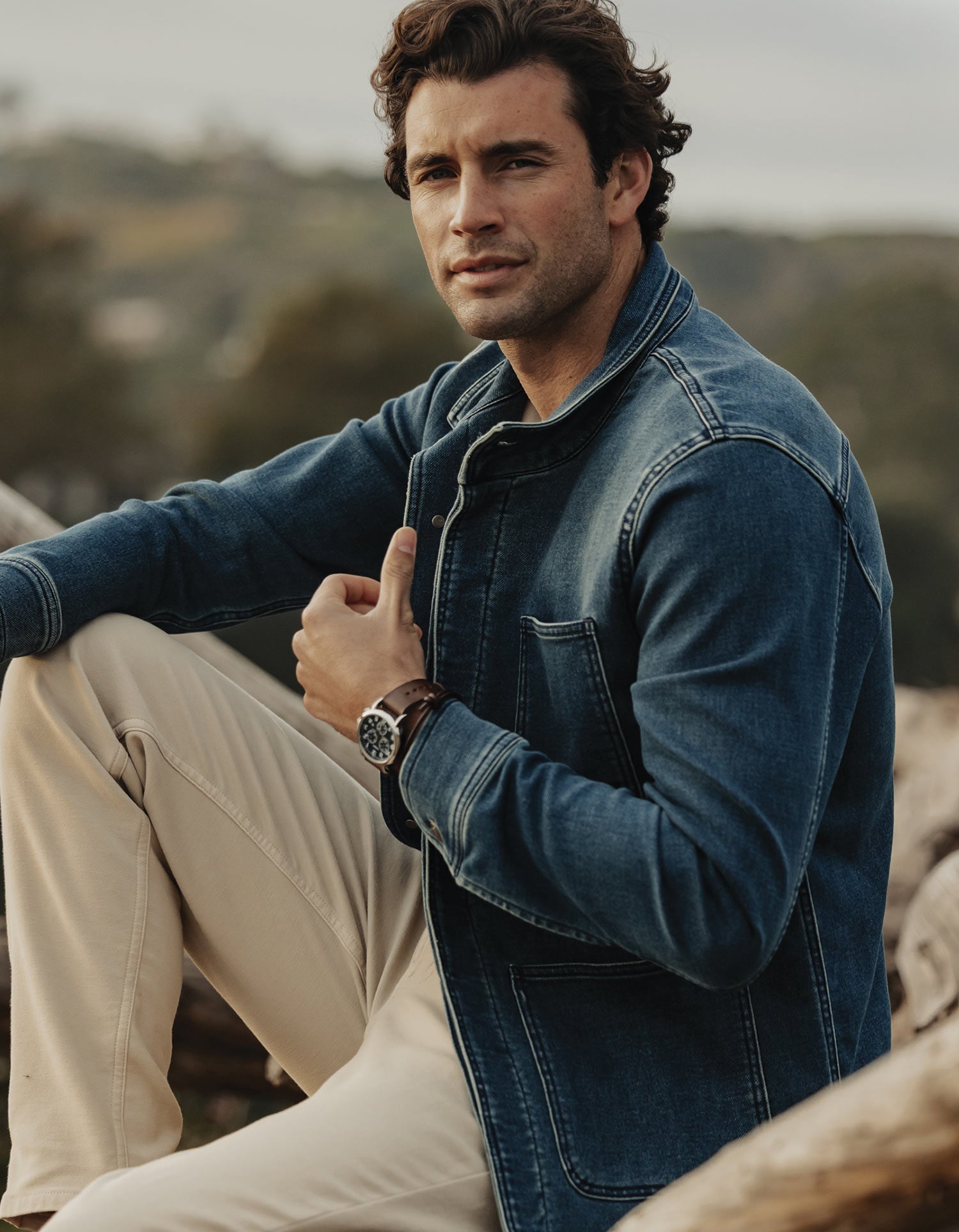 Men | Comfort Terry Jean Chore Coat | Dark Wash