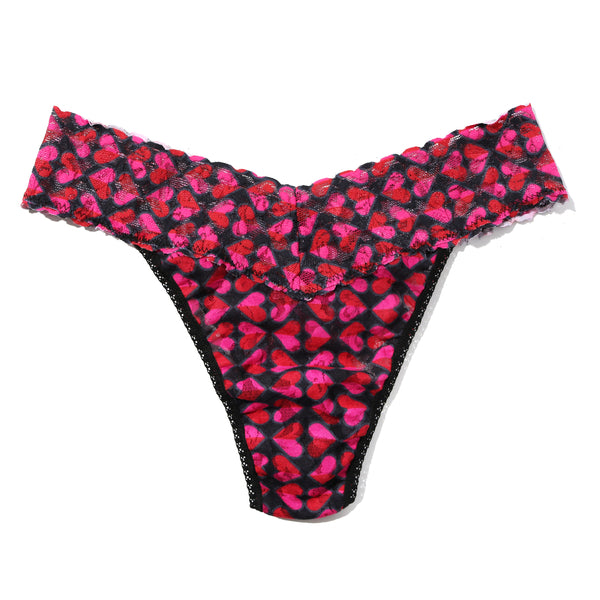 Signature Lace Low Rise Thong | Love Check Baby - Black