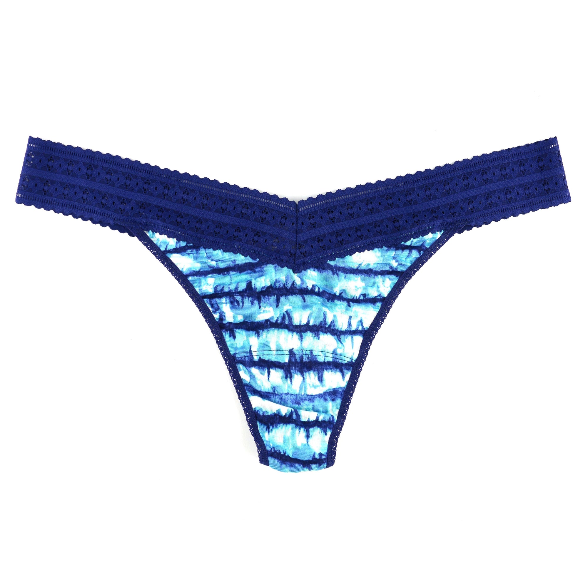 Plus Size DreamEase Modal Original Rise Thong | Indigo Stripe