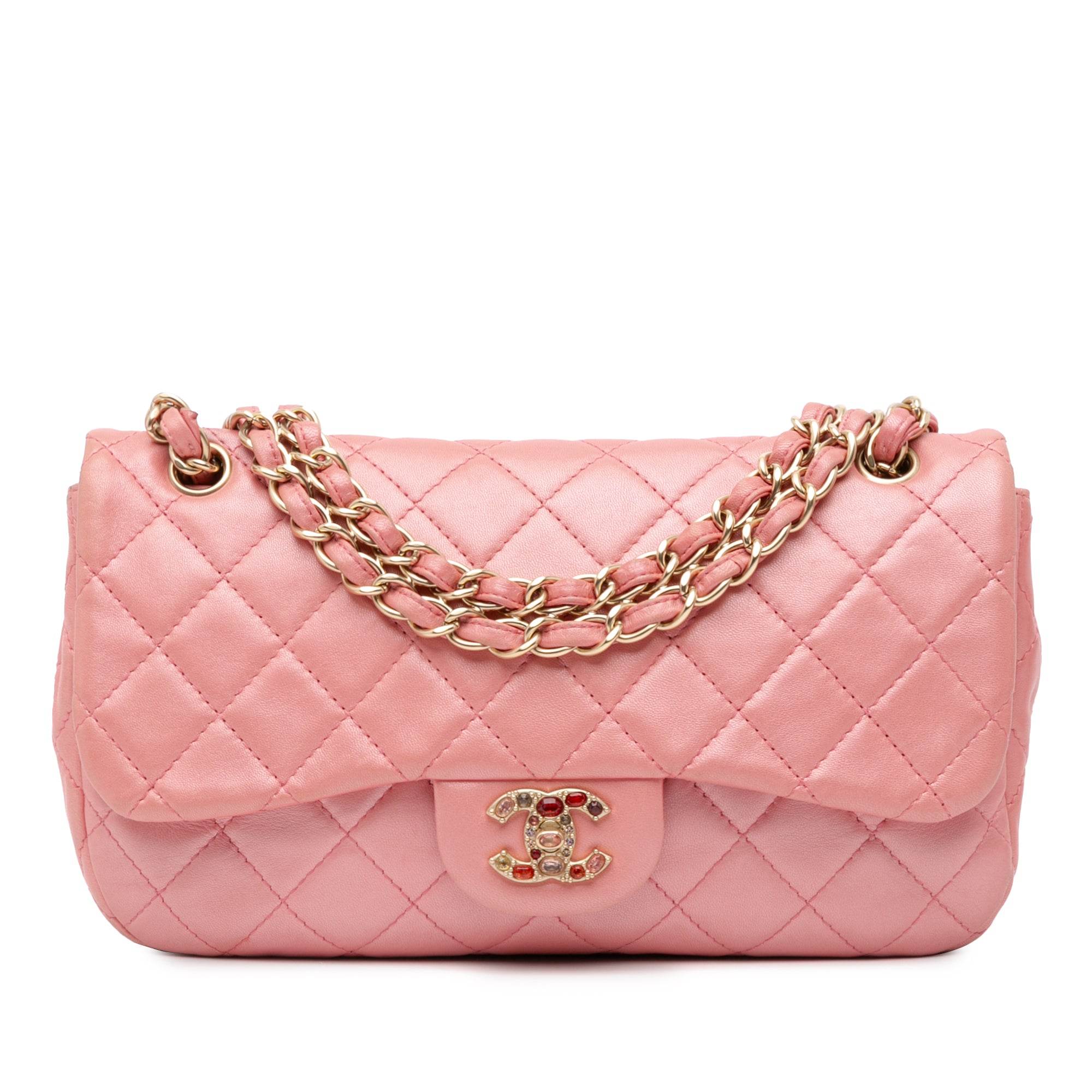 Chanel | Pre-Owned Medium Quilted Lambskin Precious Jewel Single Flap | Pink