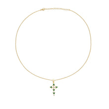 The Single Emerald Cross Necklace | 18KT Gold Vermeil