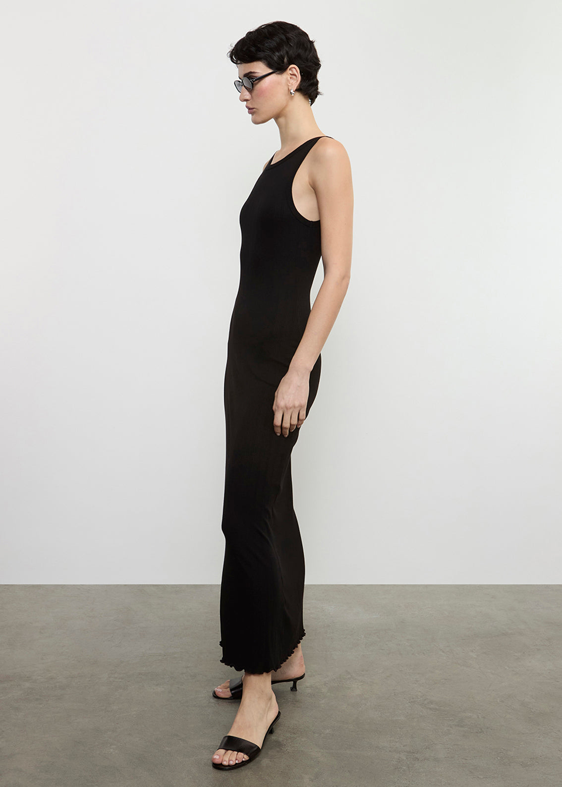 Lettuce Edge Boatneck Dress | Black