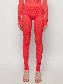 Women | Maisie Wilen | Knitted Perforated Leggings | Tomato