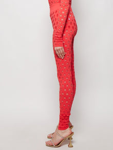 Women | Maisie Wilen | Knitted Perforated Leggings | Tomato