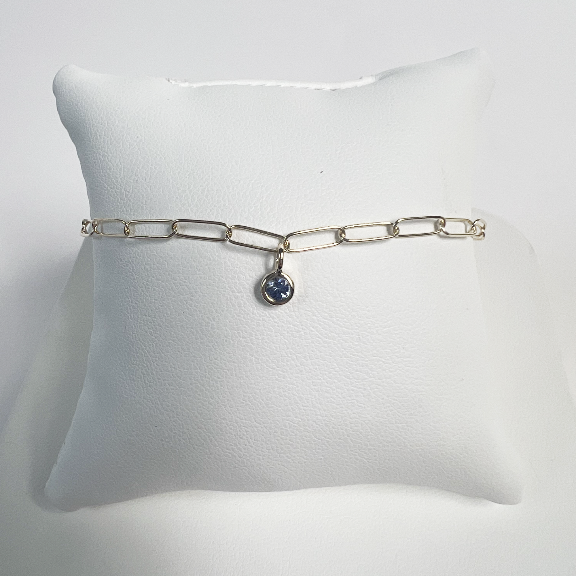 Birthstone Paperclip Bracelet | 10K Yellow Gold