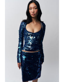 Paillette Midi Skirt | Sapphire