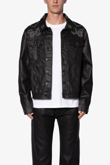 Paisley Stud Trucker Jacket | Black