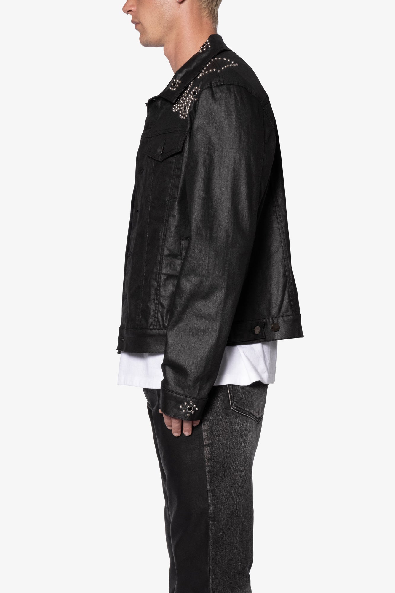 Paisley Stud Trucker Jacket | Black