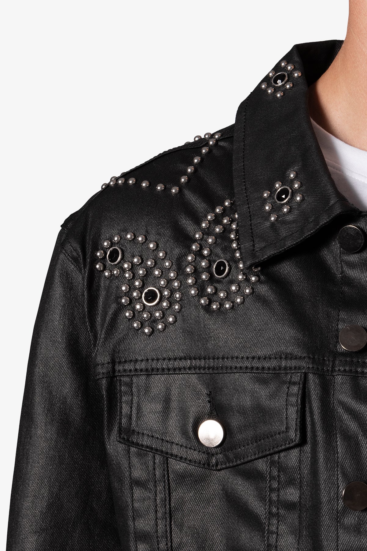 Paisley Stud Trucker Jacket | Black