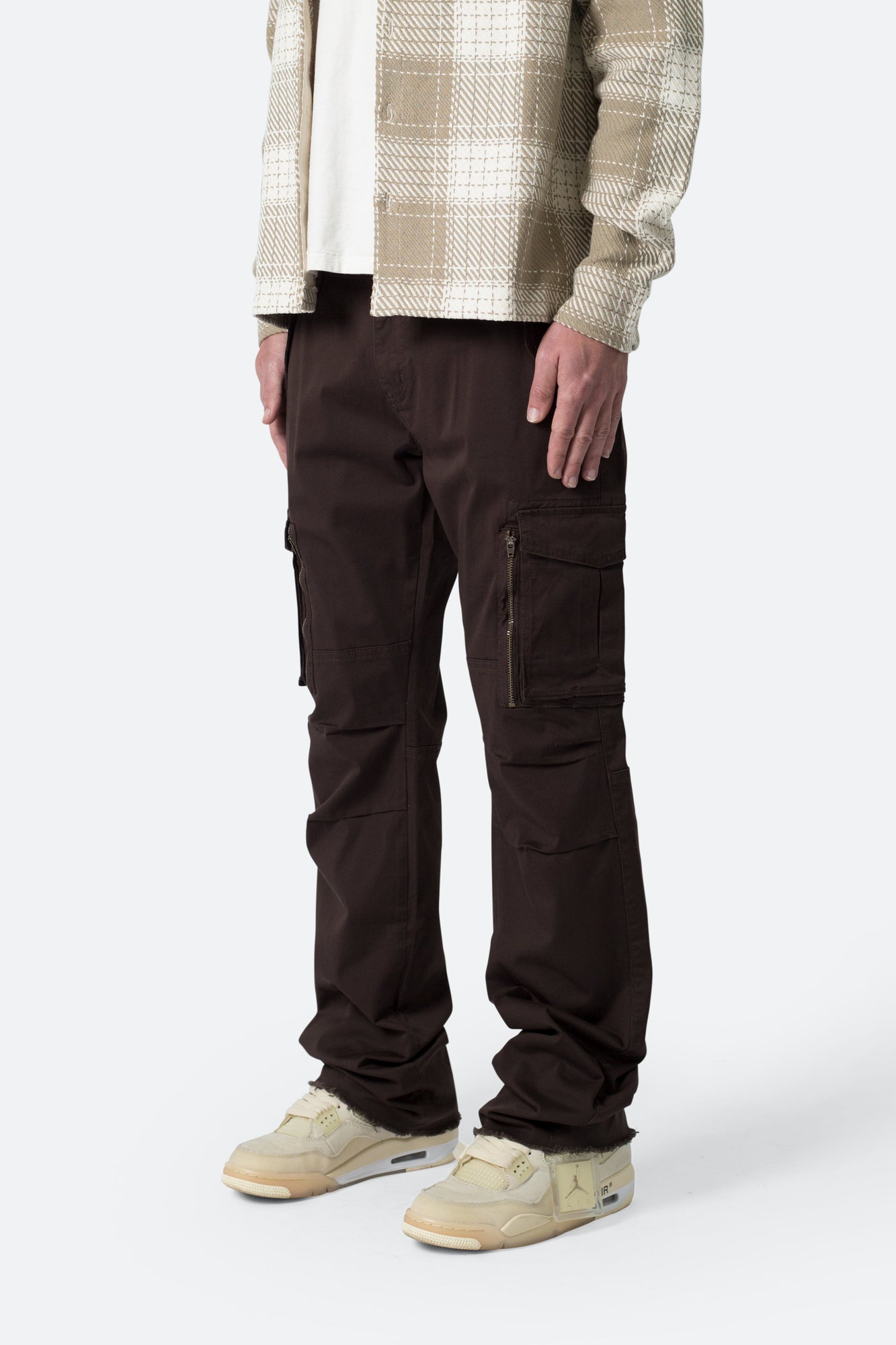Paneled Zipper Cargo Pants | Brown