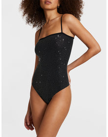 Party Starter Straight Cami Bodysuit | Crystal Black