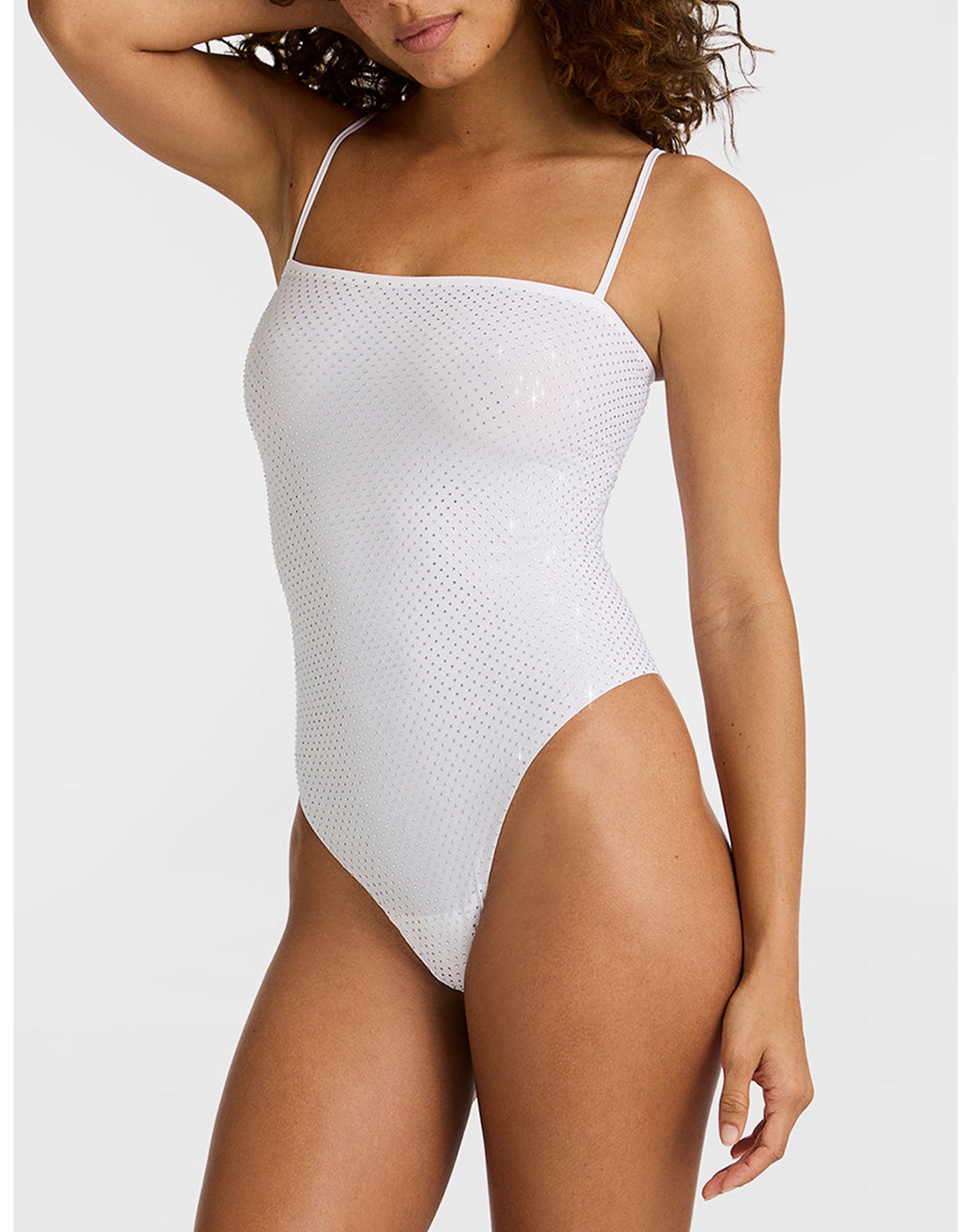 Party Starter Straight Cami Bodysuit | Crystal White