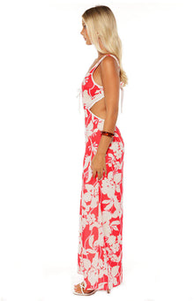 Perez Floral Cut Out Maxi Dress | Red